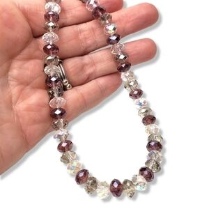 𝅺Faceted Crystal Beaded Necklace with Magnetic Clasp